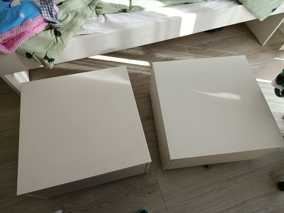 Cama solteiro Slakt e 2 caixas arrumação com rodízios