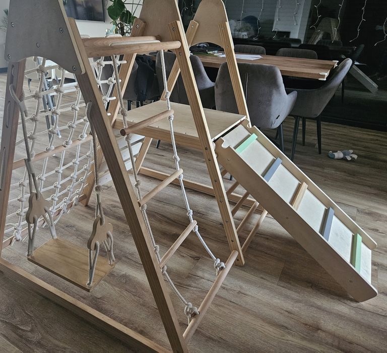 Domowy drewniany plac zabaw 5w1