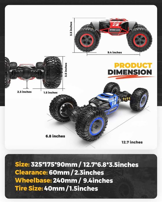 Zdalnie sterowane 4WD RC auto z akumulatorem – Niebieskie