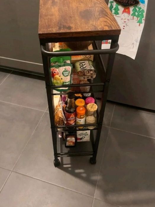 Wózek Kuchenny Barowy Mobilny Regał Loft Metalowy z Blatem Stolik pomo