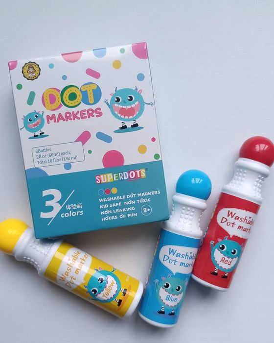 Крапкові маркери 2 види, Фарби, Розмальовки, Пальчикові фарби