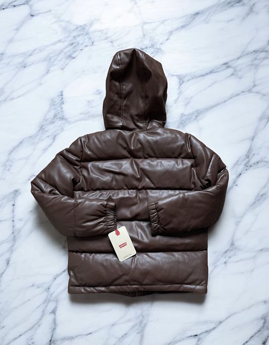 M L 46 48 Levis пуховик куртка парка шкіряна коричневая женская жіноча