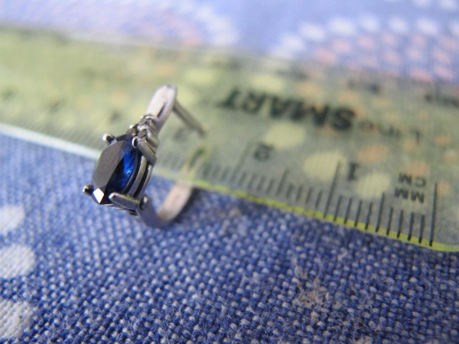 Серьги с сапфиром и фианитами 925 проба Золотой век