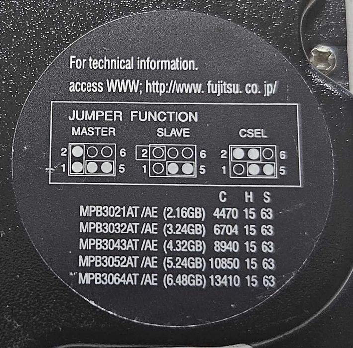 Dysk HDD Fujitsu 3,24GB IDE/ATA Retro