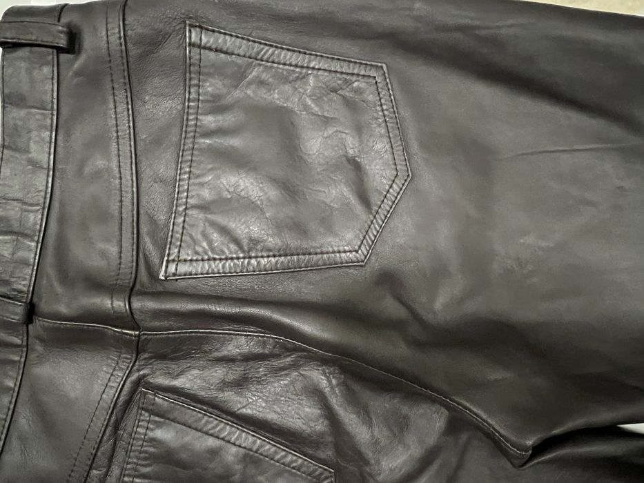 Шкіряні шоколадні брюки