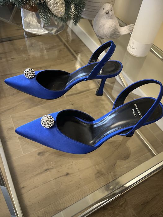 Слінгбеки з синього атласу Massimo Dutti, розмір 38