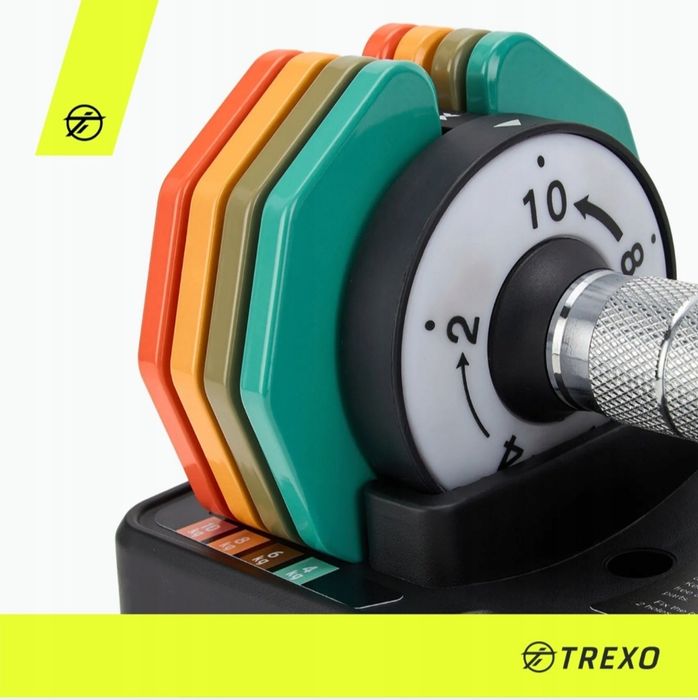 Набір регульованих гантелей TREXO 2 х 10 кг Сталевий мультиколір 20кг