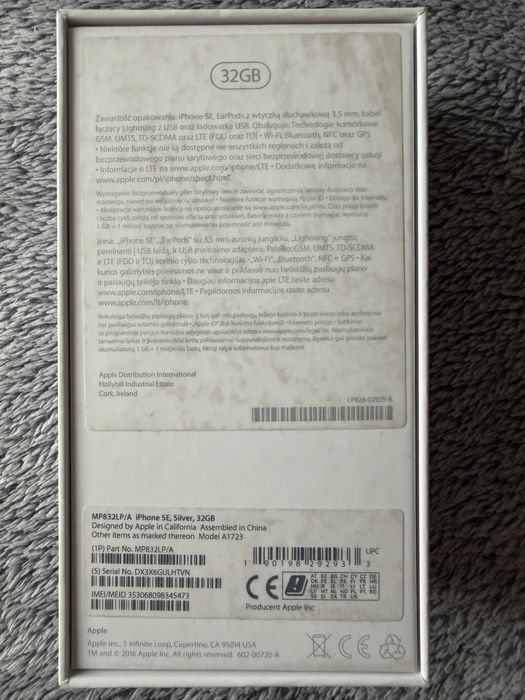 iPhone SE 32GB Silver Model A1723 sprawny bez simlocka nowa bateria