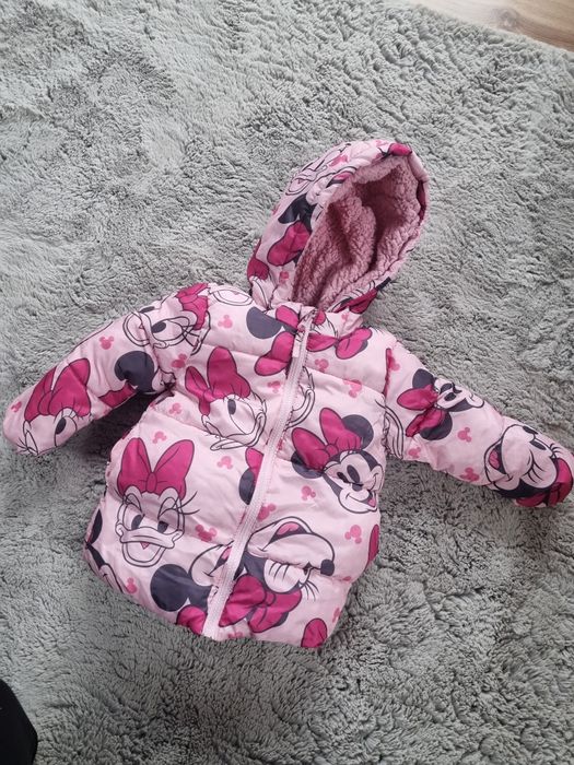 Gruba kurtka zimowa dziewczęca różowa muszka minnie disney rozmiar 92