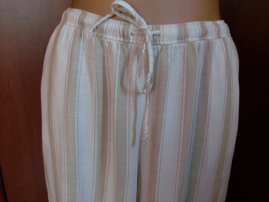 Spodnie letnie len wiskoza R.42 paski H&M