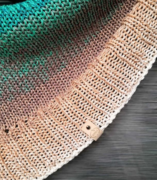 Przepiękna Miękka Ciepła Olbrzymia Zielono/Kremowa CHUSTA OMBRE