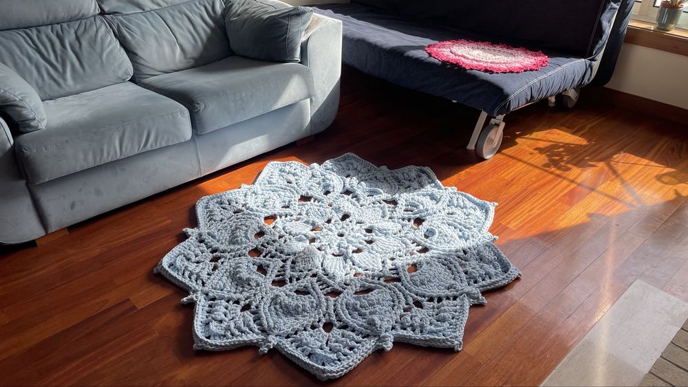 Tapete crochet azul