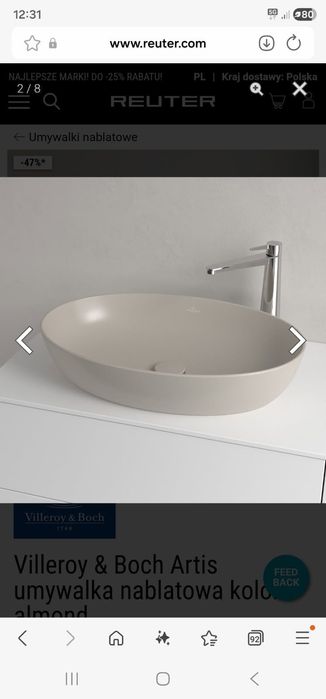 Nowa umywalka Villeroy&Boch.56x38.Kolor Almond.