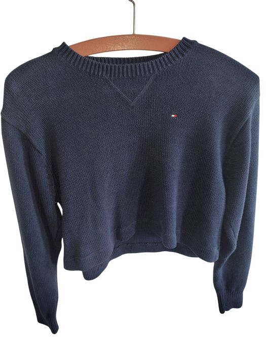 Markowy krótki sweter sweterek Tommy Hilfiger r S/M granatowy