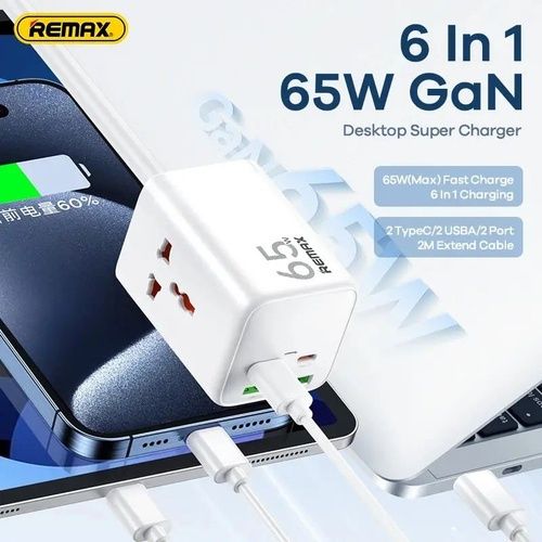 Зарядное 65W Remax удлинитель сетевой зарядка кабель MacBook iphone