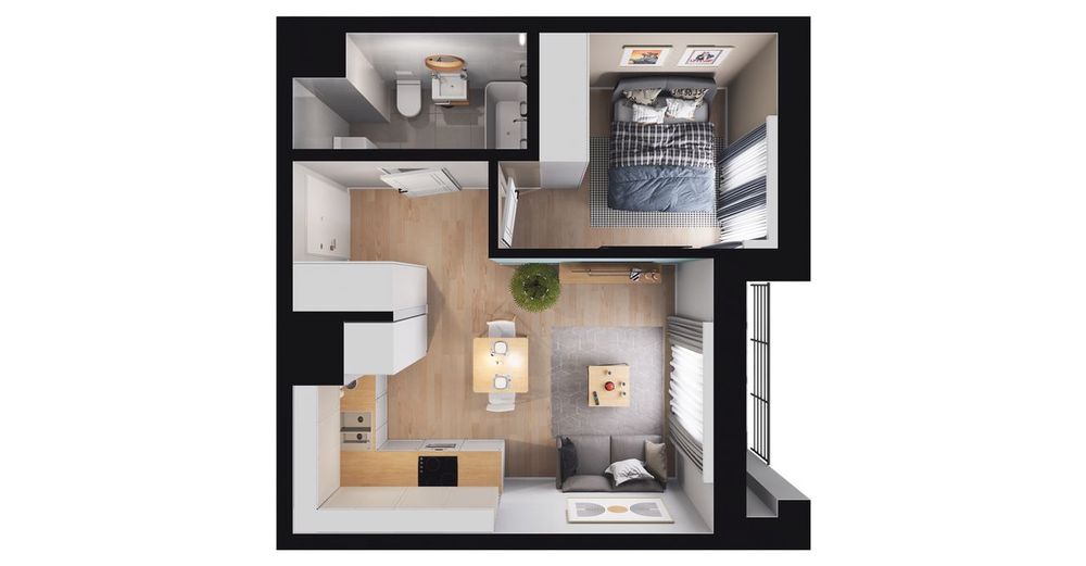 2-pokojowe mieszkanie 31 m² + loggia Bez Prowizji - Widok 2