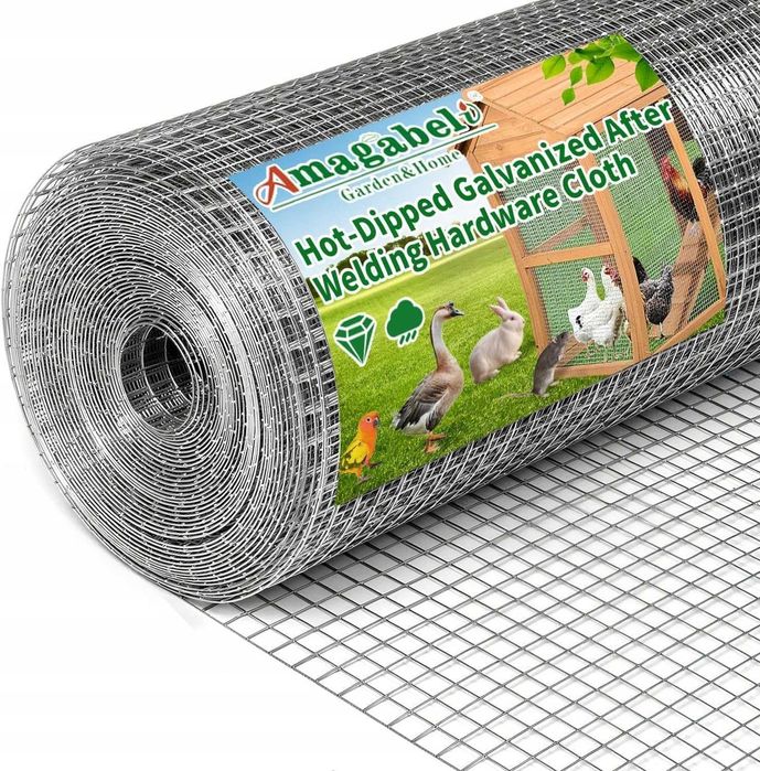 Siatka druciana Amagabeli ocynkowana, spawana, rolka 0,5 m x 25 m