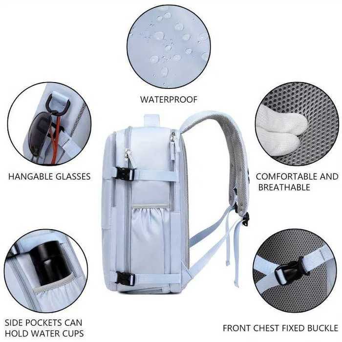 Mochila mala viagem computador portátil USB Impermeável Dia a dia NOVO