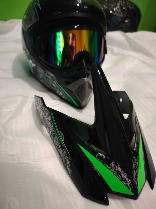 Kask typ cross ORZ-14A roz.M(56-58) +gogle, motor, rower, skuter, hulajnoga