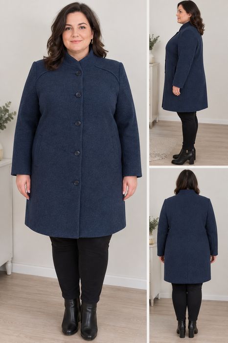 Tanio świetny elegancki płaszcz zimowy Natalia 4xl