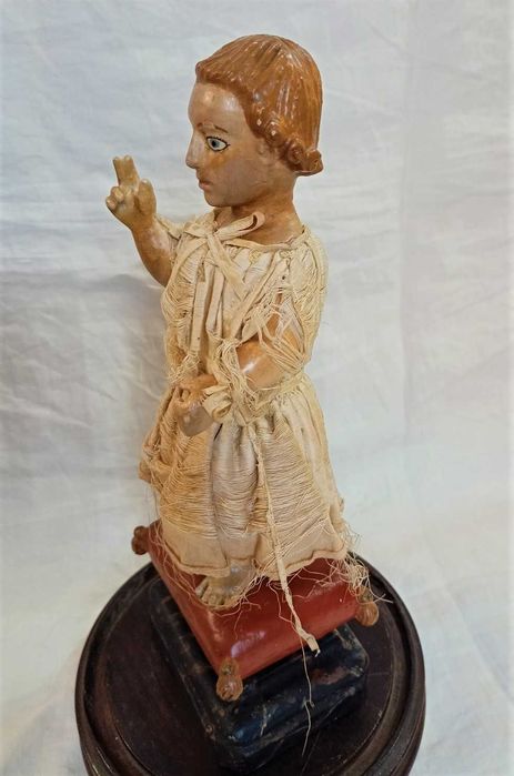 Escultura Madeira Menino Jesus Salvador Do Mundo