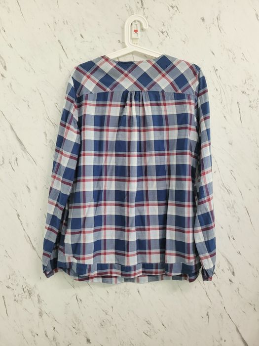 Bluzka M 38 w kratkę jedwab bawełna koszula boho guzik