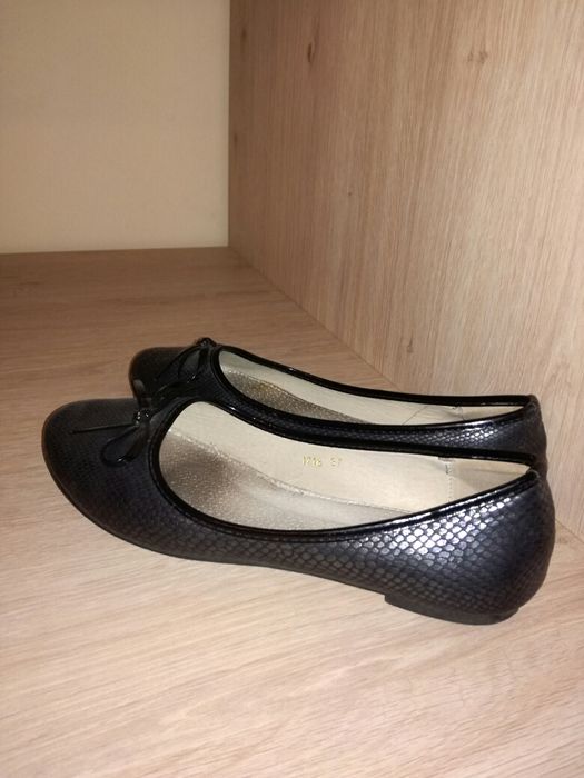 Baleriny czarne skórzane