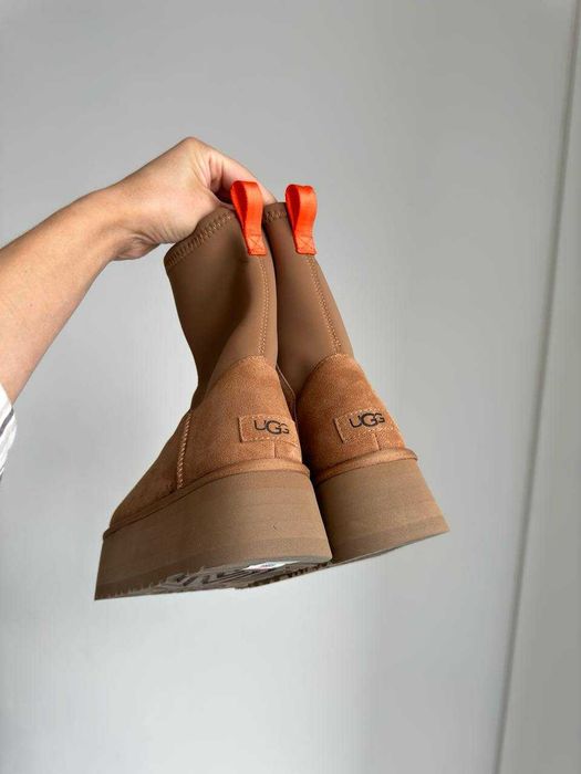 Уггі UGG Dipper Boot High Beige Classic premium натуральні замша/хутро