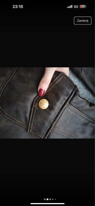 Unikatowa czekoladowa kurtka skorzana marynarka z efektem postarzania