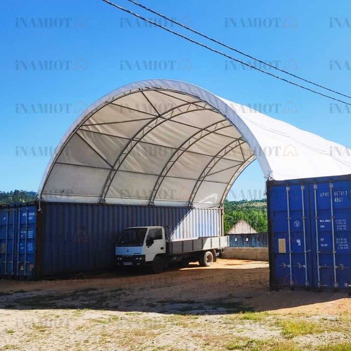 Zadaszenie kontenerowe 10x12 podwójna kratownica PVC 900g