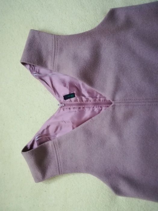 Wełniana sukienka Benetton wełna kaszmir beżowa camel r. XS jak nowa