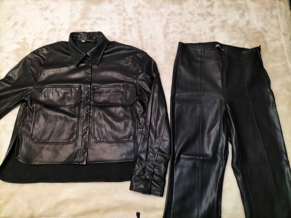 Calças e casaco/blusa Zara, em imitação de pele