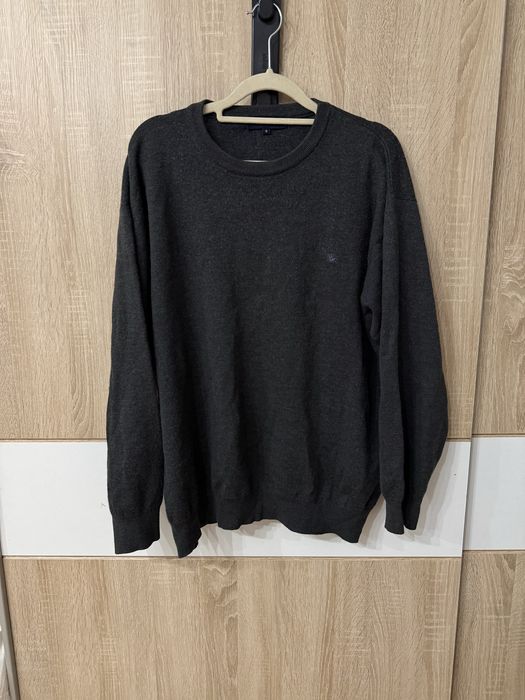 Sweter Burberry London 9 szary logowany 60% merino wool szary cieply