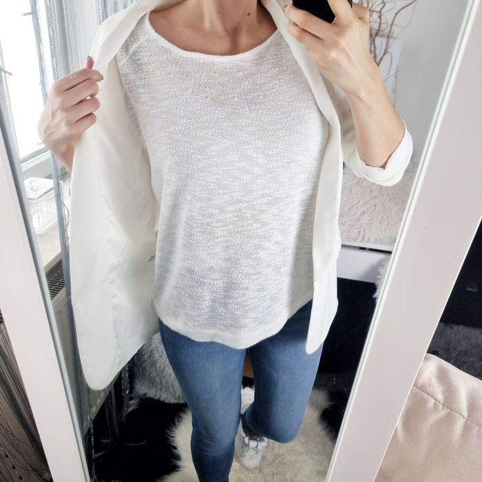 Reserved Sweter damski ażurowy biały L