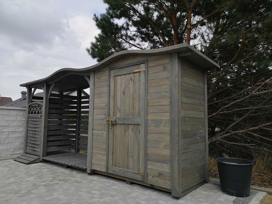 Zadaszenie na kosz domek narzędziowy drewutnia