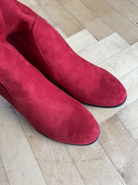 Damskie botki nowe czerwone 38 Sergio Leone zamszowe buty zimowe
