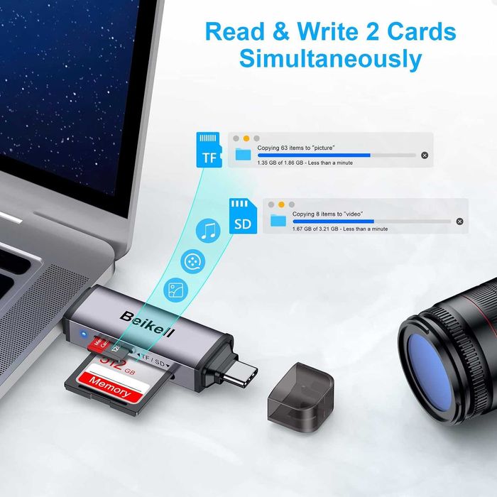 Czytnik kart USB 3.0 i USB C, Adapter kart pamięci, spp666