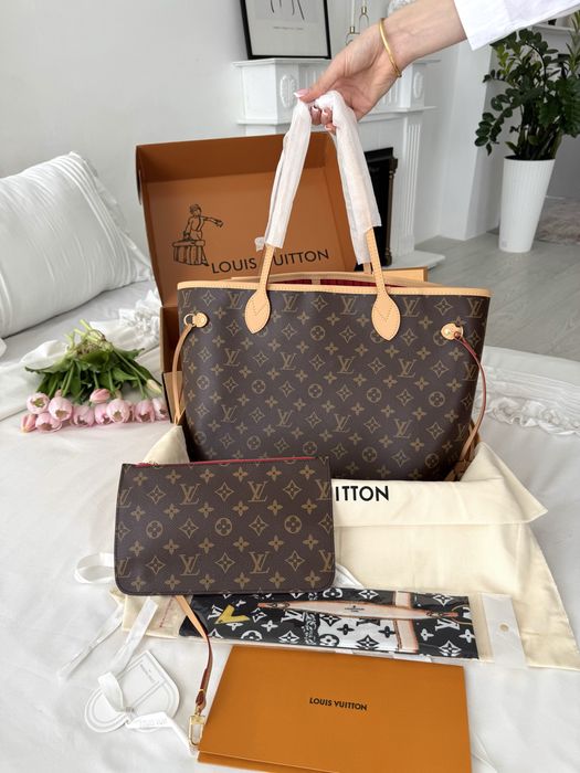 Жіноча сумка шопер Louis Vuitton neverfull monogram коричнева луи вито