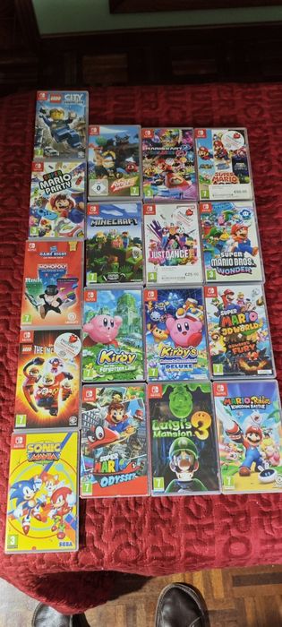Nintendo Switch — Pack Completo | 17 Jogos + 4 Comandos + RING FIT