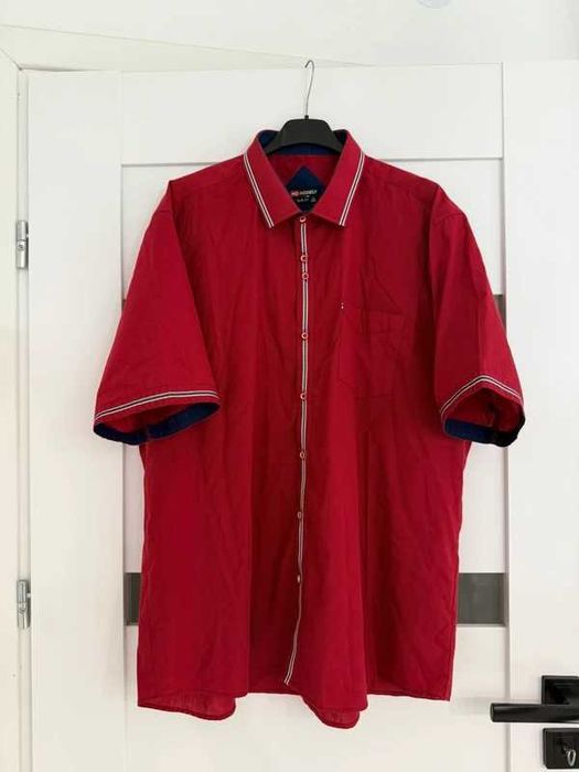 Koszula męska Modely XXL bordowa z kołnierzykiem bawełniana na lato letnia elegancka krótkim rękawem