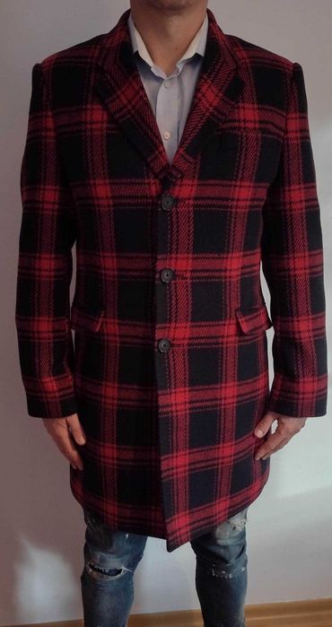 Płaszcz Pako Lorente czerwono - czarna krata