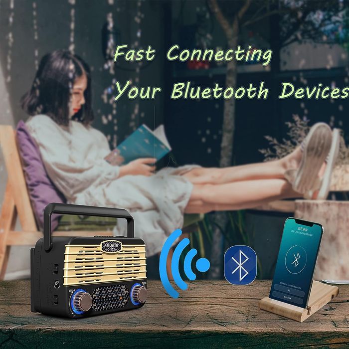 Xhdata D-902 Rádio FM portátil Solar com Lanterna