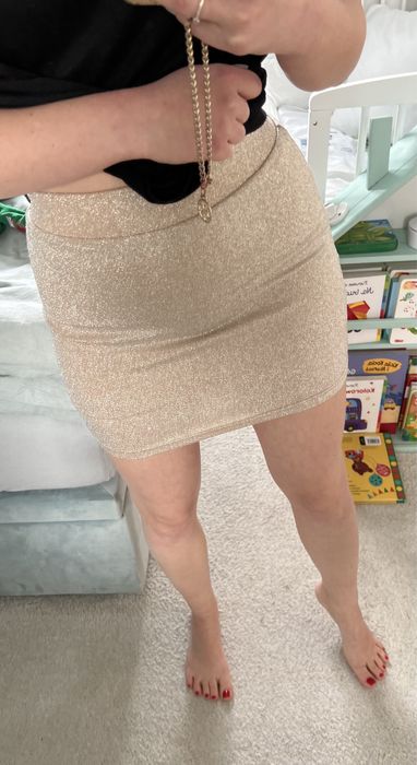 Spódnica mini Forever 21 r. S złota nitka błyszcząca karnawał
