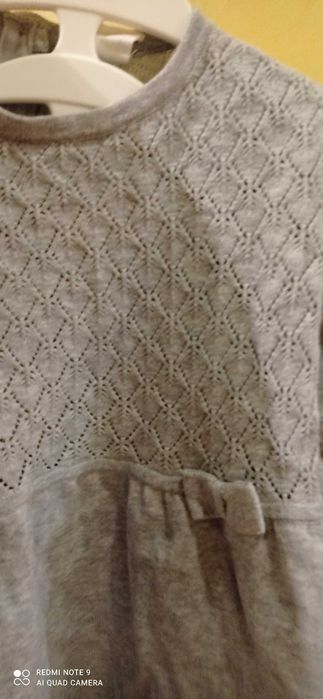 Piękna sukienka 86 H&M dziewczynka szara koronka