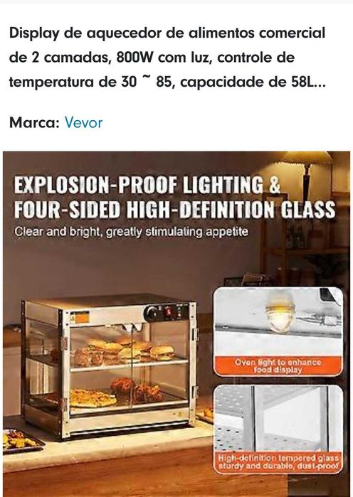 Display aquecedor alimentos