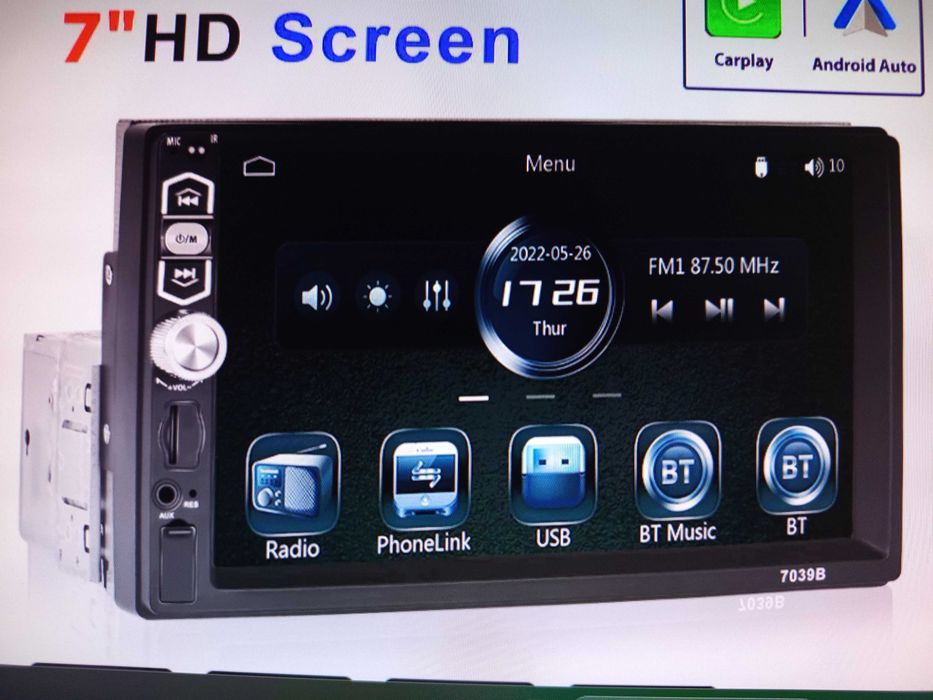 Rádio 1 Dim carplay Bluetooth USB MP5/Novo
