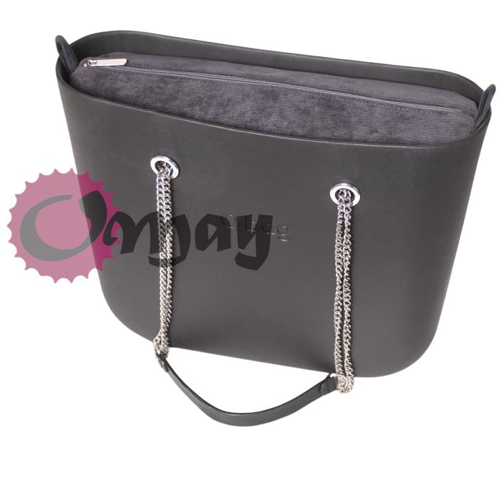 GRAFITOWY organizer OBAG STANDARD welur grafit 2 kieszenie wkład OMAY