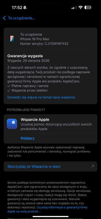 iPhone 16 Pro Max 73 cykle ładowania
