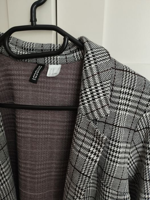 Marynarka pepitka 23% wiskoza XS H&M