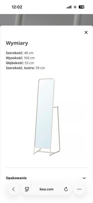 Białe lustro stojące ikea